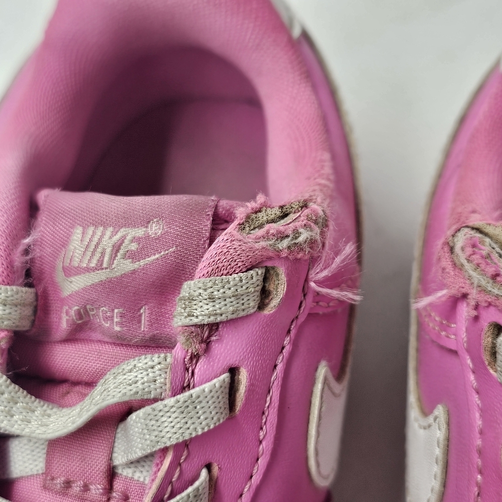 Nike Force 1 Low EasyOn Kids 11.5C Playful Pink White FlyEase Hook Loop Strap - Picture 12 of 12